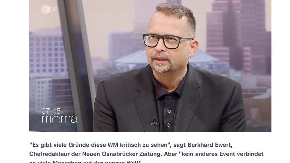 Burkhard Ewert, noz-Chefredakteur, als Gast im Morgenmagazin von ARD und ZDF. Foto: ZDF/mao