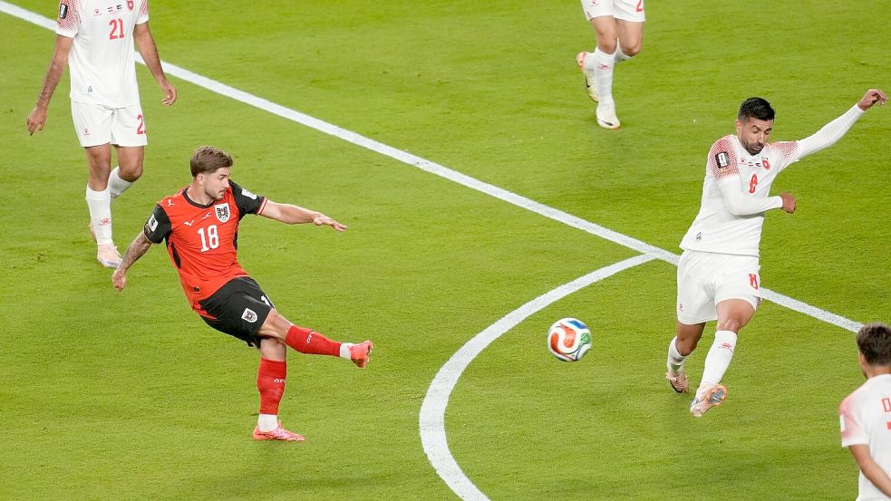 Romano Schmid schoss Österreich sehenswert in Führung. Foto: Jeff Chiu