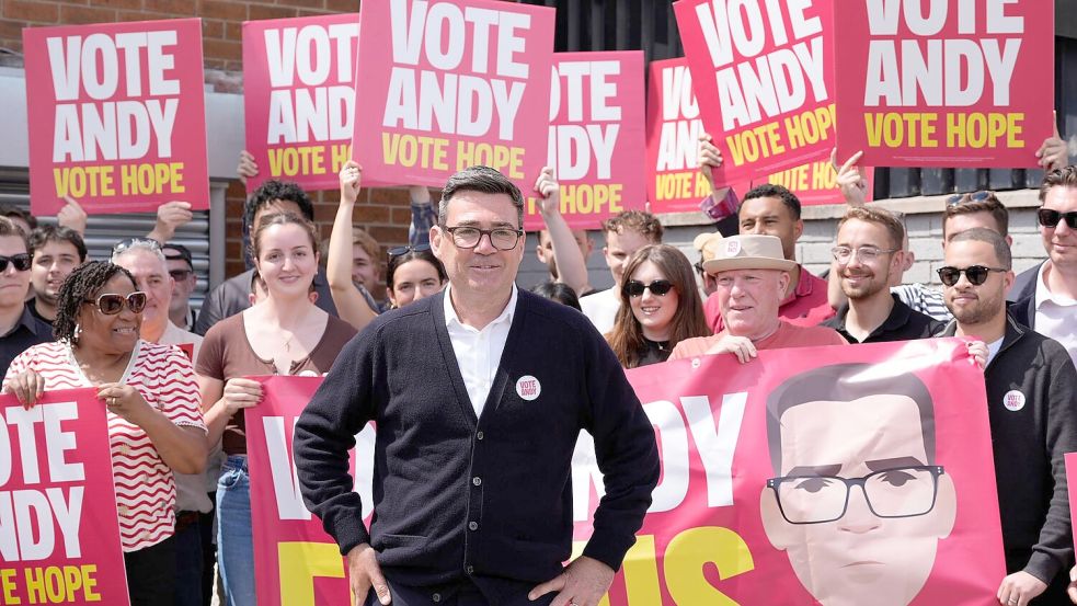 Andy Burnham hat die Nachwahl im Kreis Makerfield gewonnen. Foto: Peter Byrne