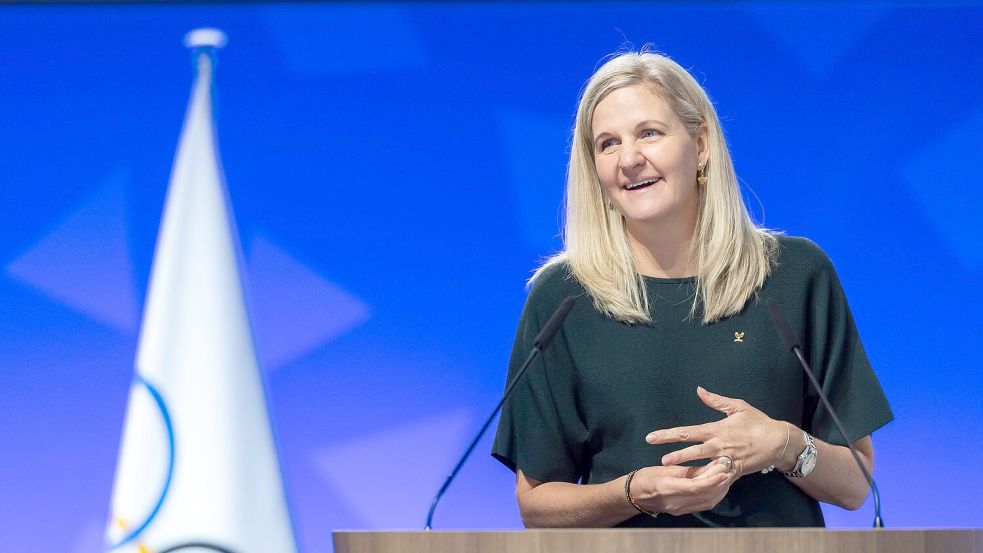 Kirsty Coventry rechnet mit einer Auszahlung der Prämien binnen sechs Monaten. Foto: Cyril Zingaro/KEYSTONE/dpa