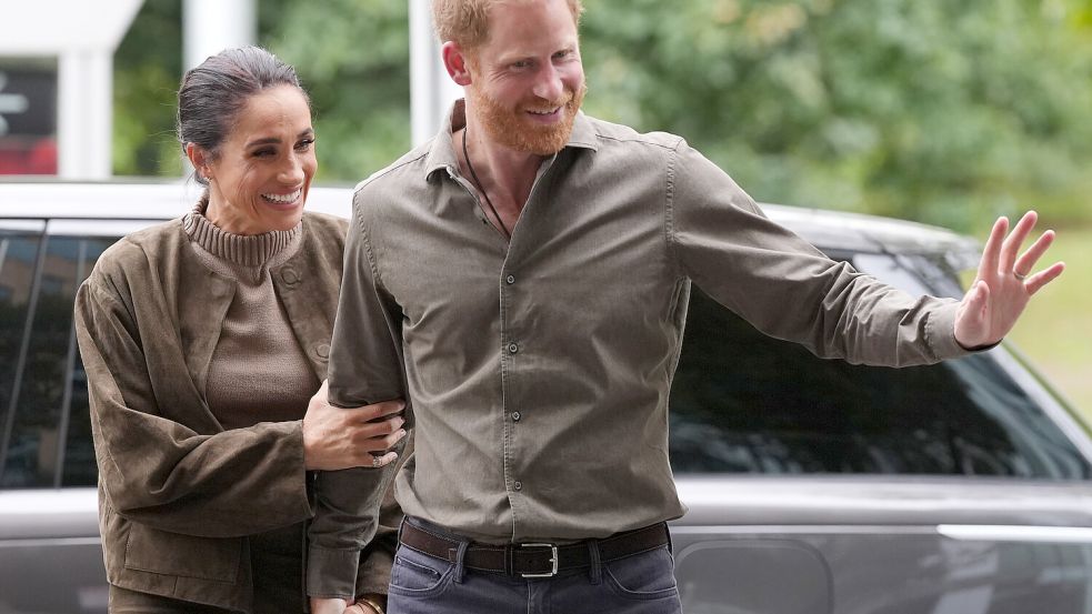 Wo sie auftauchen, ist ihnen maximale Aufmerksamkeit gewiss – auch die der Sicherheitsbehörden: Harry und Meghan, das Herzogspaar von Sussex. Foto: dpa/PA Wire/Jonathan Brady