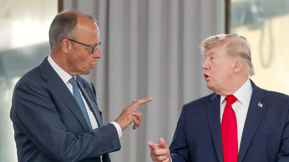 Trump warf Deutschland jüngst wieder zu niedrige Verteidigungsausgaben vor: Kanzler Merz erwiderte, Deutschland verdoppele gerade seinen Verteidigungsetat innerhalb vier Jahren. (Archivbild) Foto: Christian Hartmann/Pool Reuters/