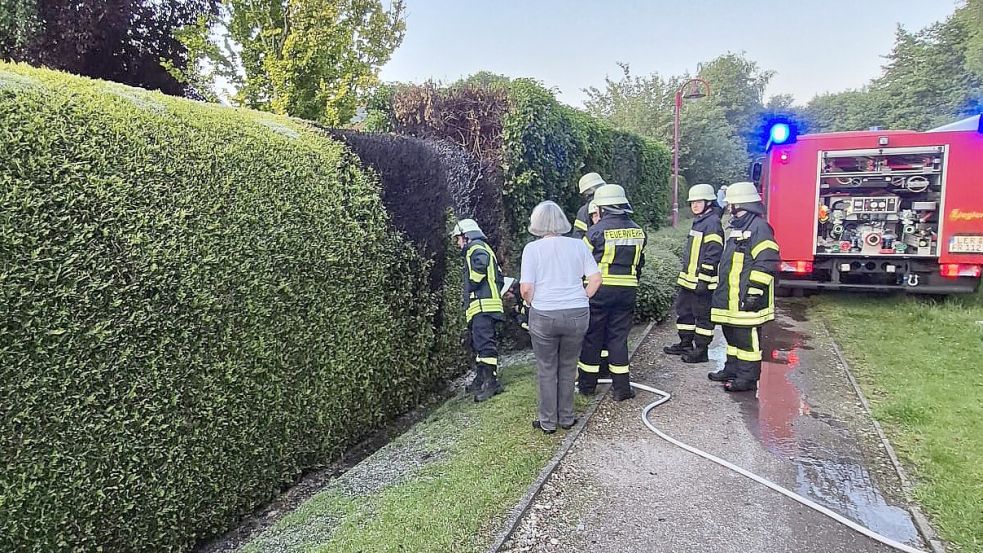 Einsatzkräfte der Feuerwehr konnten am Mittwoch, 11. Juni 2025, einen Heckenbrand schnell löschen. Foto: Feuerwehr/Archiv