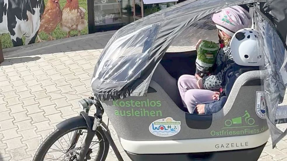 Das Lastenfahrrad „Willm“ der Gemeinde Westoverledingen kann kostenlos ausgeliehen werden. Foto: Privat