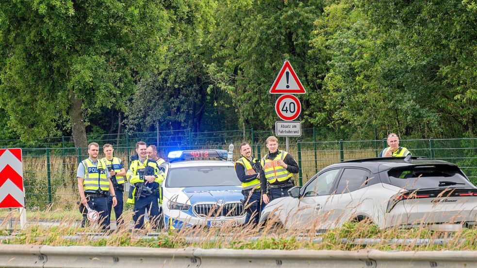 Auf der A7 bei Flensburg in Richtung Dänemark hat die Bundespolizei eine Kontrollstelle eingerichtet. Foto: Sebasian Iwersen