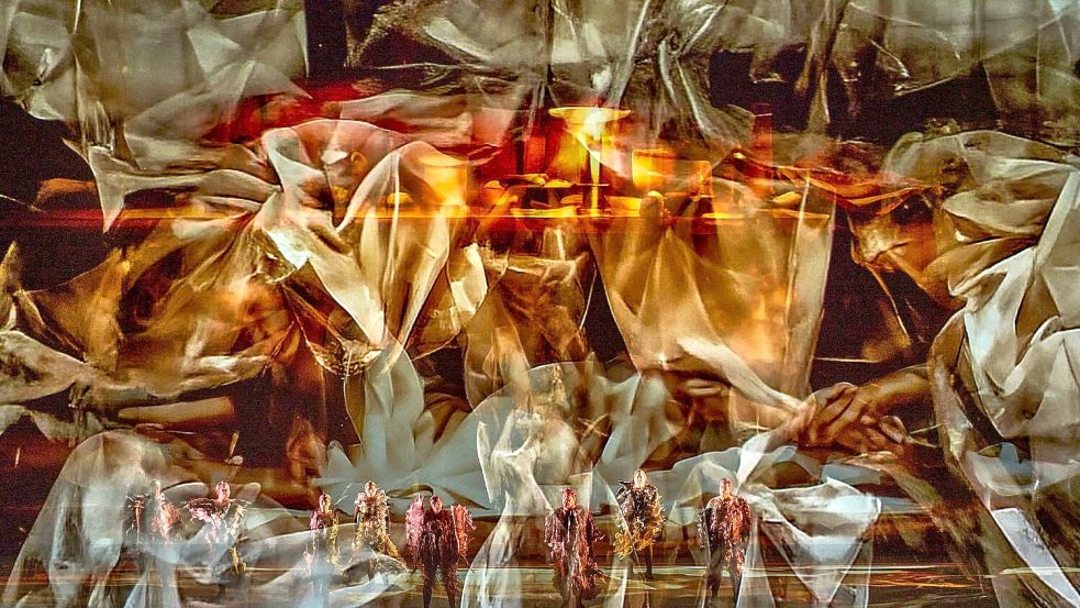 Die Sänger verschwinden hinter den KI-generierten Projektionen. Foto: Enrico Nawrath/Bayreuther Festsp