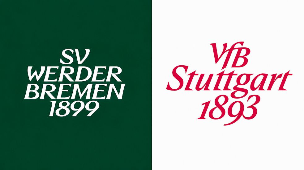 In den sozialen Medien herrscht eine hitzige Debatte, ob das Corporate Design des VfB Stuttgart von Werder Bremen kopiert wurde. Foto: Links: Werder Bremen, rechts: VfB Stuttgart, Collage: Grafikgenerator/lpw