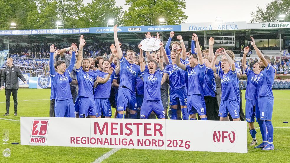 In der vergangenen Saison wurde der SV Meppen Meister der Regionalliga Nord und stieg damit in die 3. Liga auf. Foto: Imago/Werner Scholz
