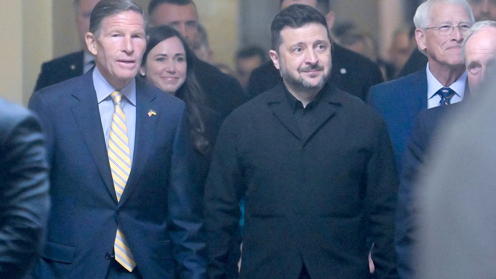 Der ukrainische Präsident Wolodymyr Selenskyj traf vergangene Woche in Washington unter anderem den demokratischen Senator Richard Blumenthal. (Archivbild) Foto: Rod Lamkey
