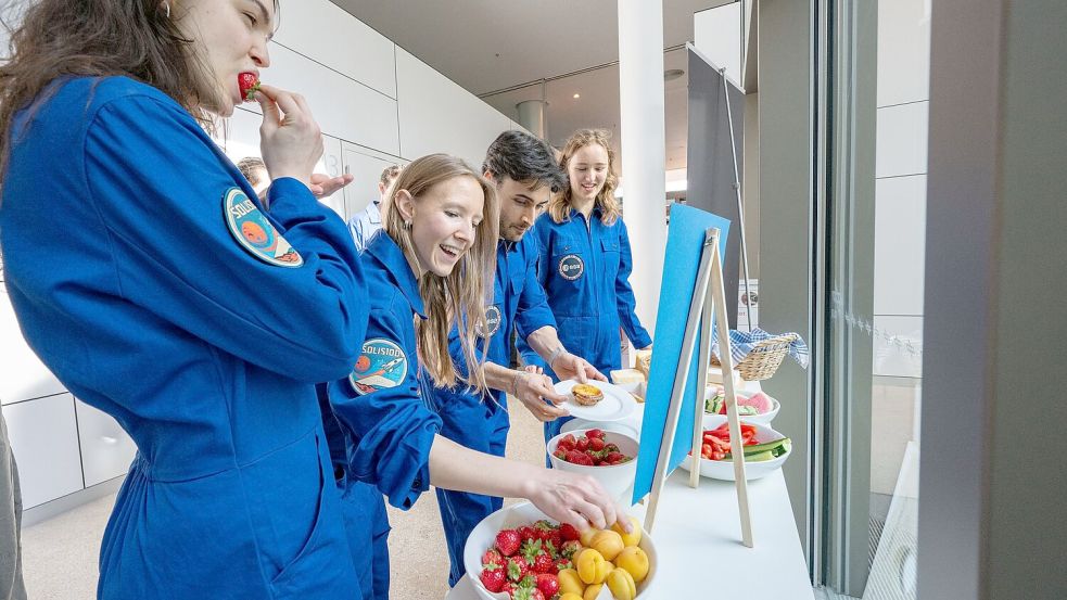Die sechs Testpersonen nach dem Verlassen der Simulationsanlage Foto: ---/Deutsches Zentrum für Luft-