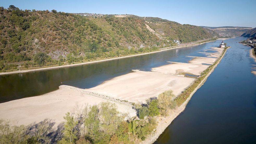 Das Niedrigwasser am Rhein könnte sich bald auch im Bau bemerkbar machen. Foto: Thomas Frey