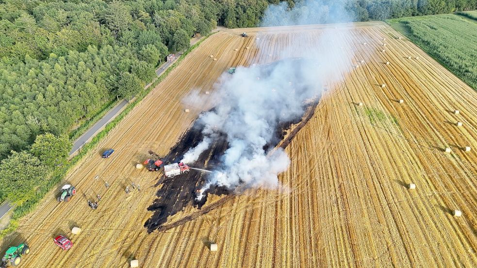 Bei zwei Flächenbränden war die Feuerwehr Norden in Lütetsburg im Einsatz. Foto: Thomas Weege/Feuerwehr Norden