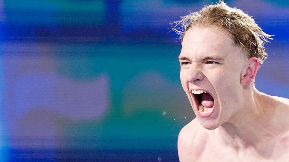 Da bricht die Freude aus Johannes Liebmann heraus. Foto: Sebastien Bozon/AFP/dpa