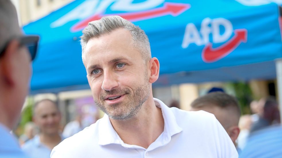 Spitzenkandidat Siegmund würde gern erster AfD-Ministerpräsident werden. (Archivbild) Foto: Heiko Rebsch/dpa