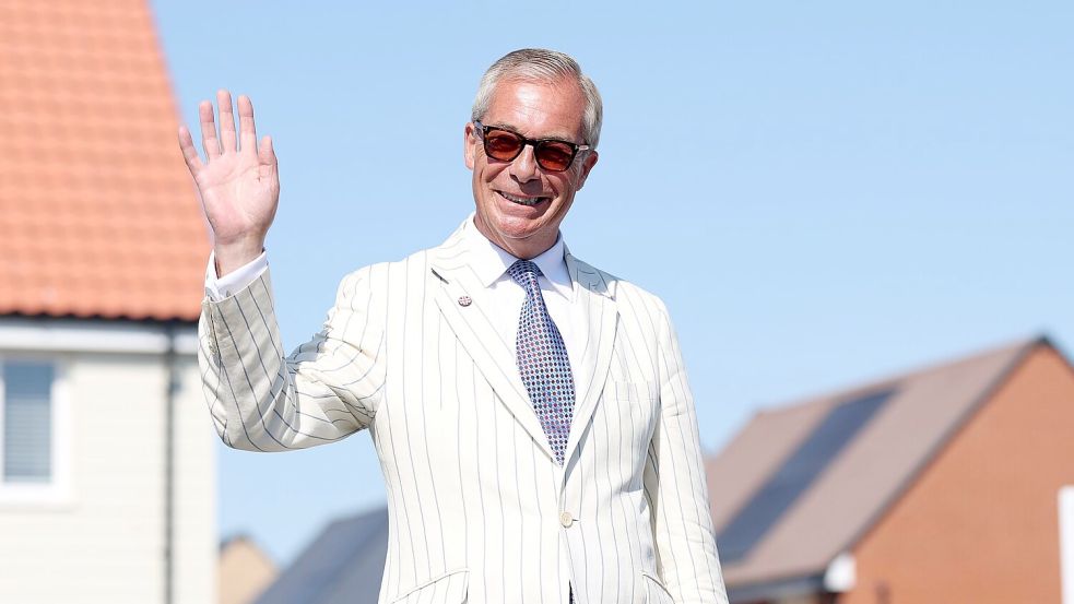 Schon bei der Stimmabgabe gut gelaunt: Rechtspopulist Nigel Farage. Foto: Richard Pelham