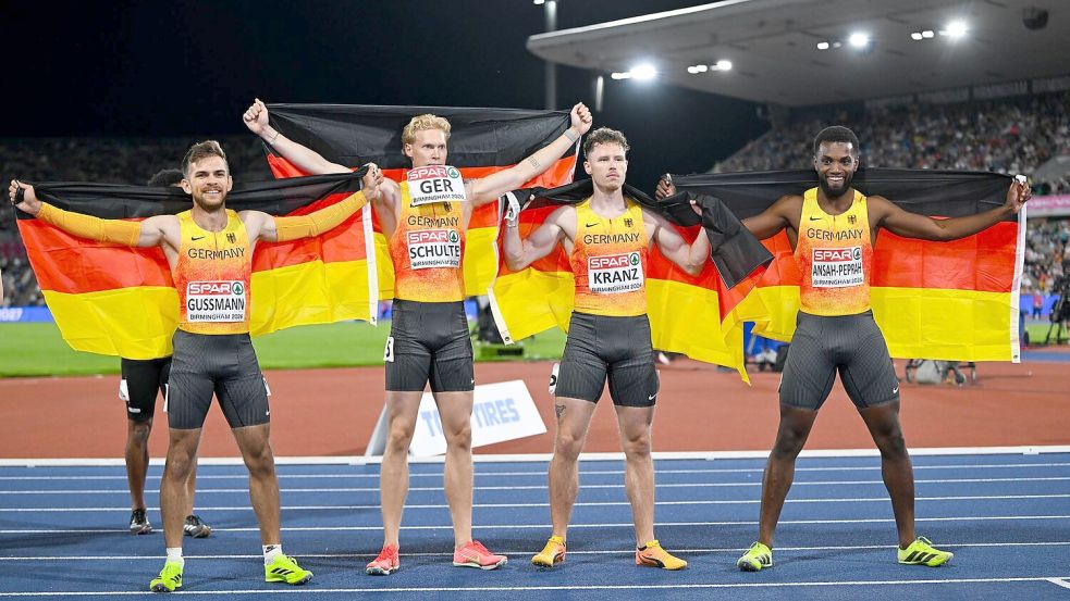 Die deutschen Sprinter holten ohne Owen Ansah EM-Silber. Foto: Sven Hoppe