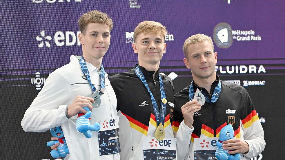 Johannes Liebmann (M) und Oliver Klemet (r) sind auch über 400 Meter wieder Konkurrenten. Foto: Emma Da Silva