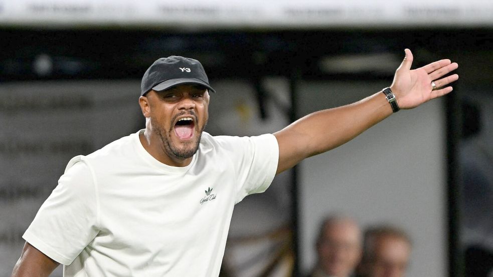 Vincent Kompany energisch an der Seitenlinie. Foto: Federico Gambarini/dpa