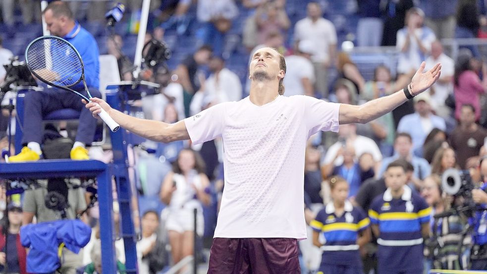 Alexander Zverev jubelt emotional. Foto: Frank Franklin II