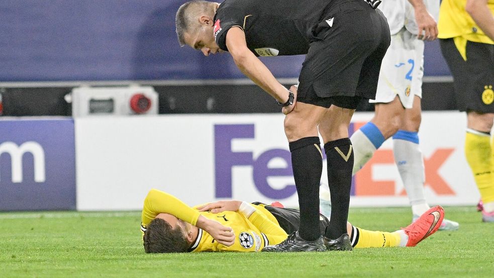 Konstantinos Karetsas musste beim Champions-League-Auftakt verletzt ausgewechselt werden. Foto: Bernd Thissen/dpa