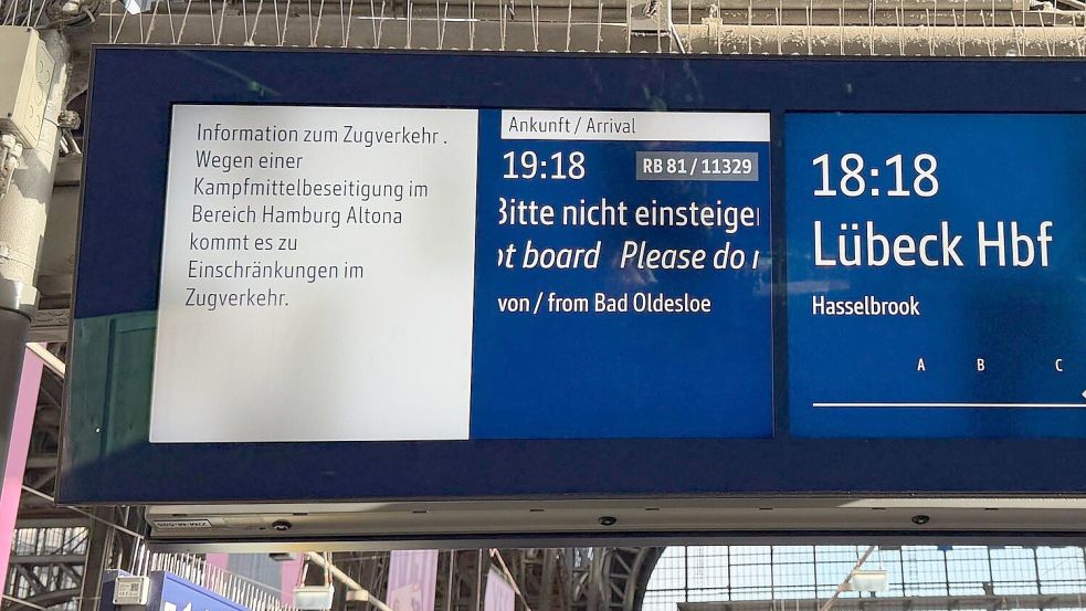 Eine Bombenentschärfung in Hamburg-Bahrenfeld wirkt sich auch auf den Bahnverkehr nach Lübeck aus. Foto: Antonia Sawallisch