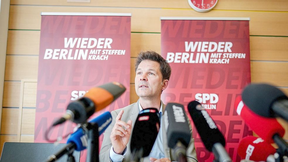 Der SPD-Berliner Spitzenkandidat Steffen Krach hat vor der Wahl zum Abgeordnetenhaus am 20. September einen schweren Stand. Foto: Kay Nietfeld/dpa