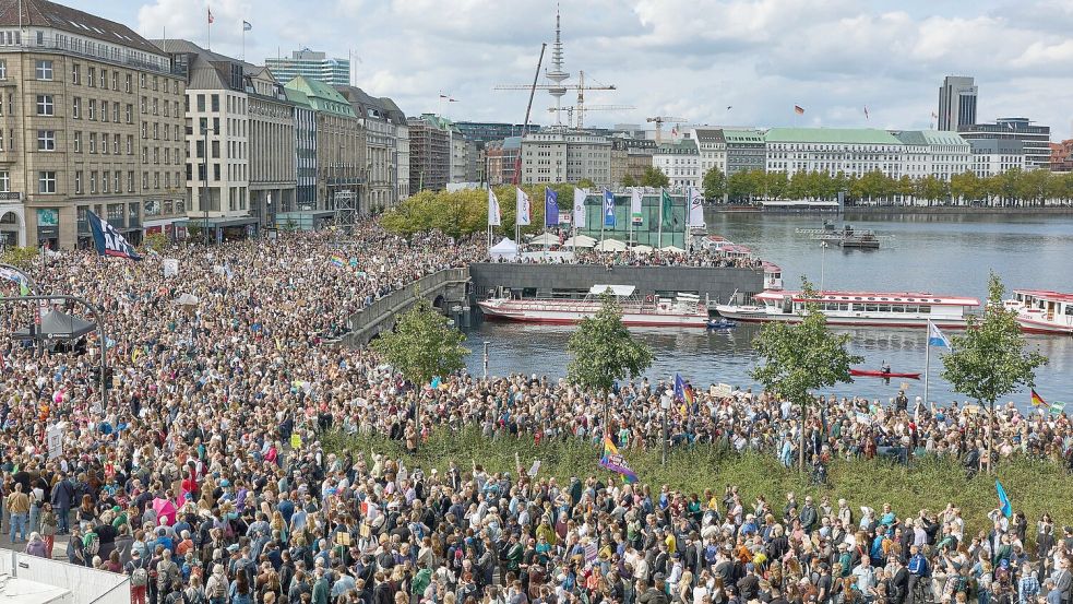 In Hamburg zogen nach Veranstalterangaben rund 25.000 Menschen durch die Innenstadt. Foto: Georg Wendt