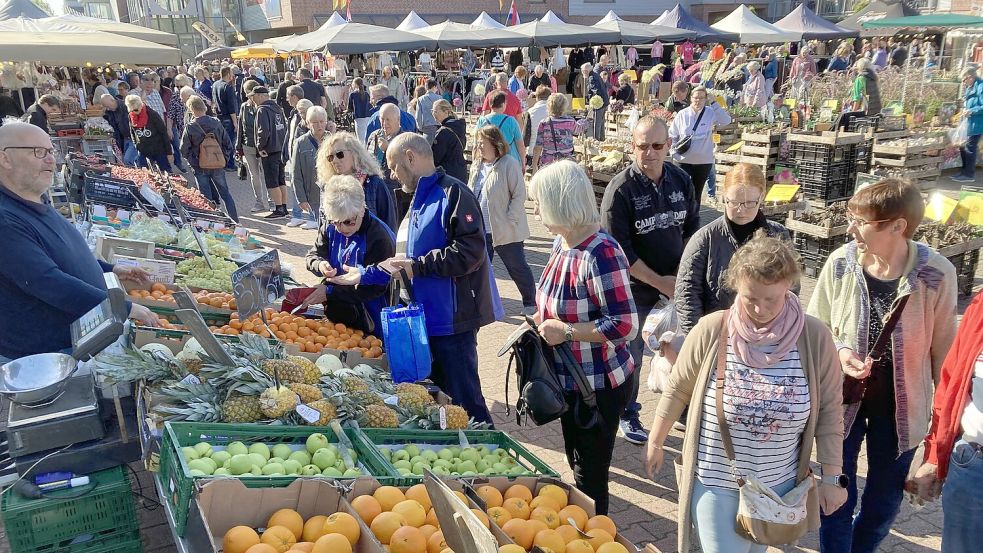 Viele Besucher nutzen den Hollandmarkt 2025 in Rhauderfehn für einen Bummel. Foto: Andree Winkler