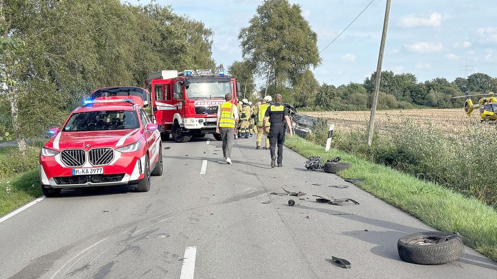 Die Rettungskräfte waren schnell vor Ort. Foto: Thomas Giehl/Feuerwehr Saterland