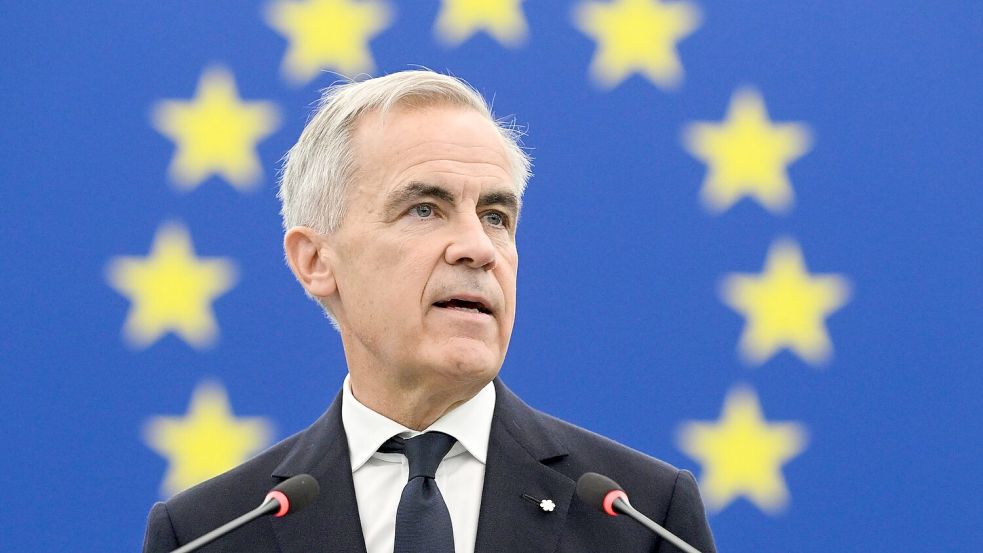 „Wo sich unsere Stärken unterscheiden, ergänzen sie sich. Wo sie sich überschneiden, schaffen sie Größe“: Kanadas Premierminister Mark Carney bekam für seine Rede vor dem Europäischen Parlament langen Applaus. Foto: Pascal Bastien