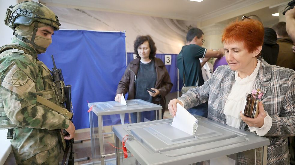 Erstmals nehmen auch die neuen von Russland besetzten Gebiete an einer Parlamentswahl teil. Foto: Uncredited