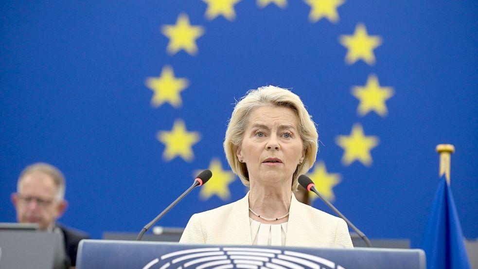 Die Präsidentin der Europäischen Kommission, Ursula von der Leyen, gratulierte dem Handelskommissar zum verhandelten Abkommen. (Archivbild) Foto: Pascal Bastien/AP/dpa