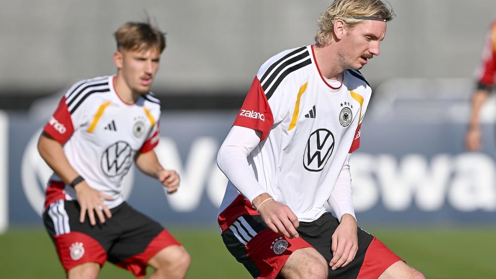 Auf Lennart Karl und Nick Woltemade ruhen Offensivhoffnungen bei der Nationalmannschaft.  Foto: Federico Gambarini/dpa