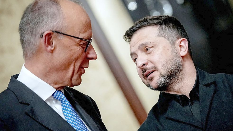 Merz und Selenskyj: Zwischen diese beiden passt im Moment kein Blatt Papier. Foto: Kay Nietfeld/dpa