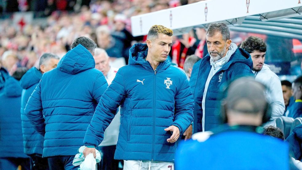 Ronaldos letzter Abgang? Der Superstar macht dem Trainer Vorwürfe. (Archivbild) Foto: Cornelius Poppe/NTB/dpa