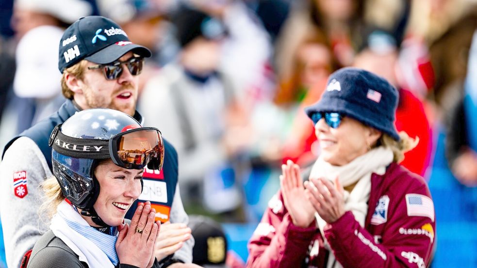 Das Glamour-Paar der Ski-Szene: Aleksander Aamodt Kilde und Mikaela Shiffrin. (Archivbild) Foto: Jean-Christophe Bott/KEYSTONE/dpa