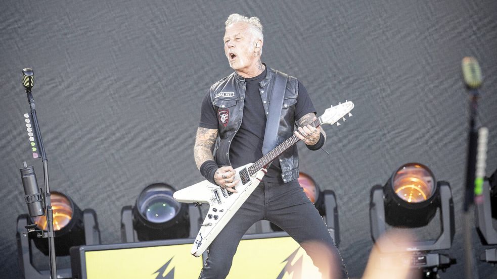 James Hetfield, Frontmann der Band Metallica, hier bei einem Auftritt aus dem Jahr 2024. Foto: IMAGO/Gonzales Photo/Terje Dokken