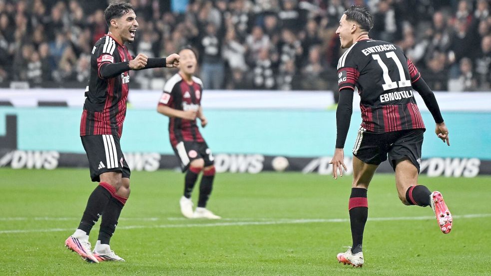 Ebnoutalib bejubelt das späte 1:0. Foto: Florian Wiegand/dpa