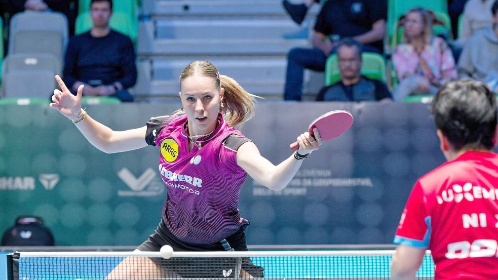 Deutschlands Tischtennis-Hoffnung Annett Kaufmann. Foto: Manfred Schillings/dpa