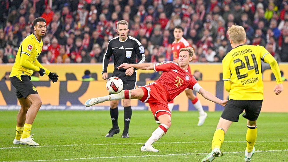 Zurück auf dem Platz und in Aktion: Joshua Kimmich. Foto: Tom Weller/dpa